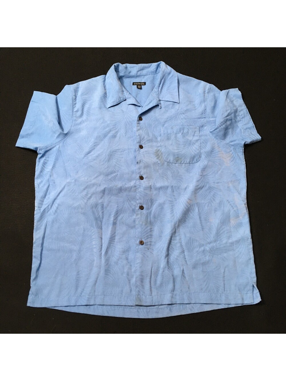 George Men's Shirt Button Down Short Sleeve sky Blue Size XL short sleeve stain
